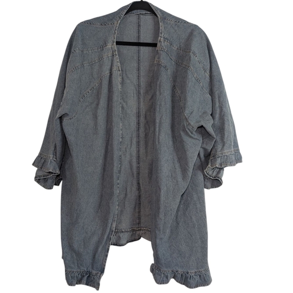 Plus Size Women's Gray Denim Jacket - Picture 1 of 4
